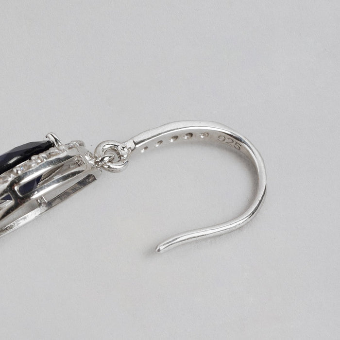 Sapphire Cascade Rhodium Plated 925 Silver Drop Earrings