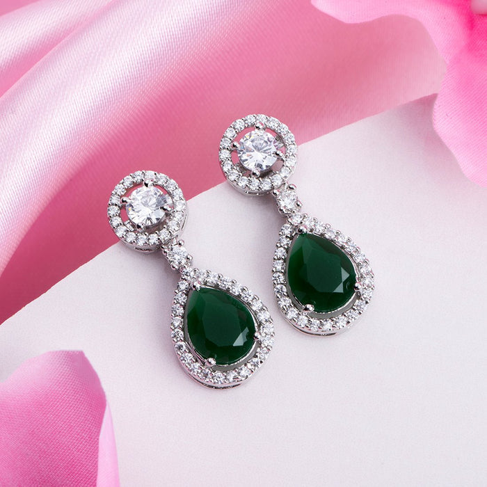Sapphire Glow Rhodium-Plated 925 Sterling Silver Earrings