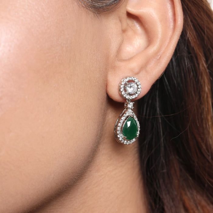 Sapphire Glow Rhodium-Plated 925 Sterling Silver Earrings