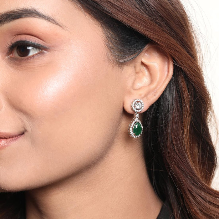 Sapphire Glow Rhodium-Plated 925 Sterling Silver Earrings