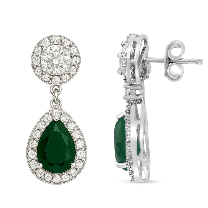 Sapphire Glow Rhodium-Plated 925 Sterling Silver Earrings