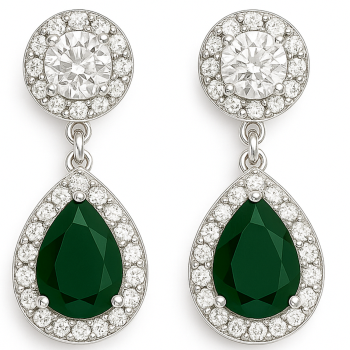 Sapphire Glow Rhodium-Plated 925 Sterling Silver Earrings