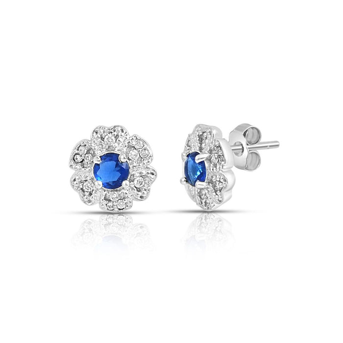 Sapphire Symphony Rhodium Plated 925 Sterling Silver Stud Earrings
