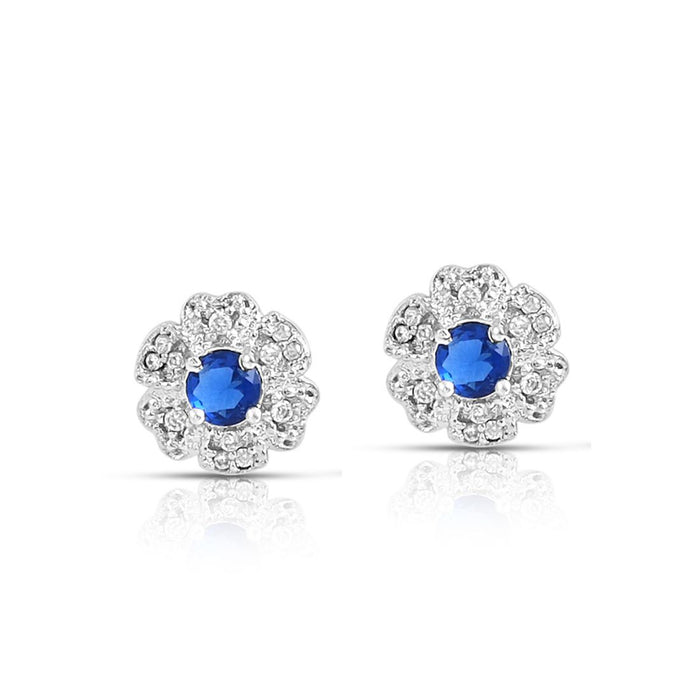 Sapphire Symphony Rhodium Plated 925 Sterling Silver Stud Earrings