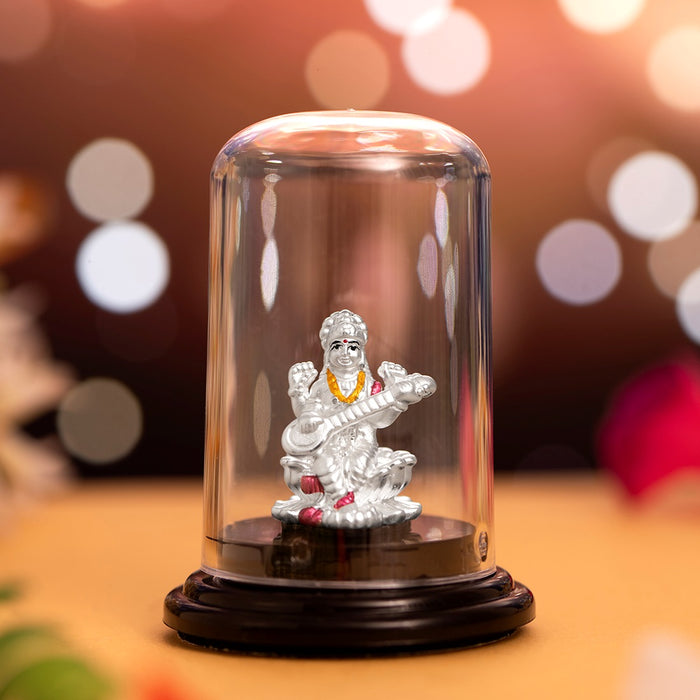 Saraswati's Serenade Rhodium-Plated 999 Sterling Silver Saraswati Ji Idol