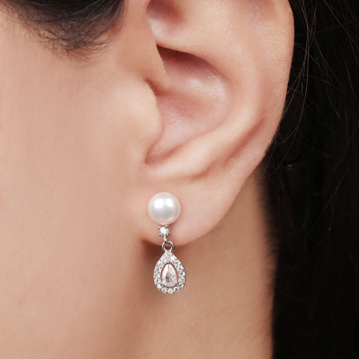 Scarlet Radiance CZ Rhodium-Plated 925 Sterling Silver Earrings