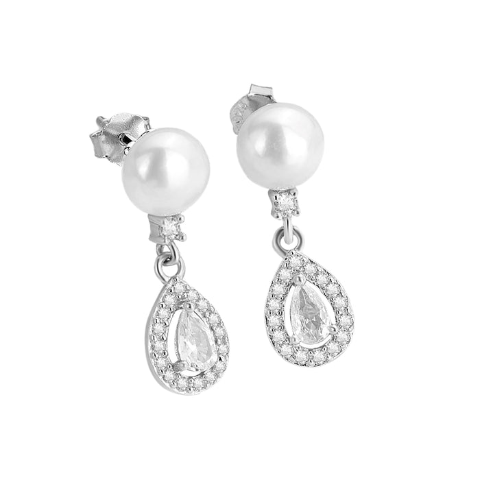 Scarlet Radiance CZ Rhodium-Plated 925 Sterling Silver Earrings