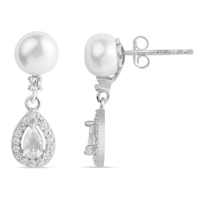 Scarlet Radiance CZ Rhodium-Plated 925 Sterling Silver Earrings