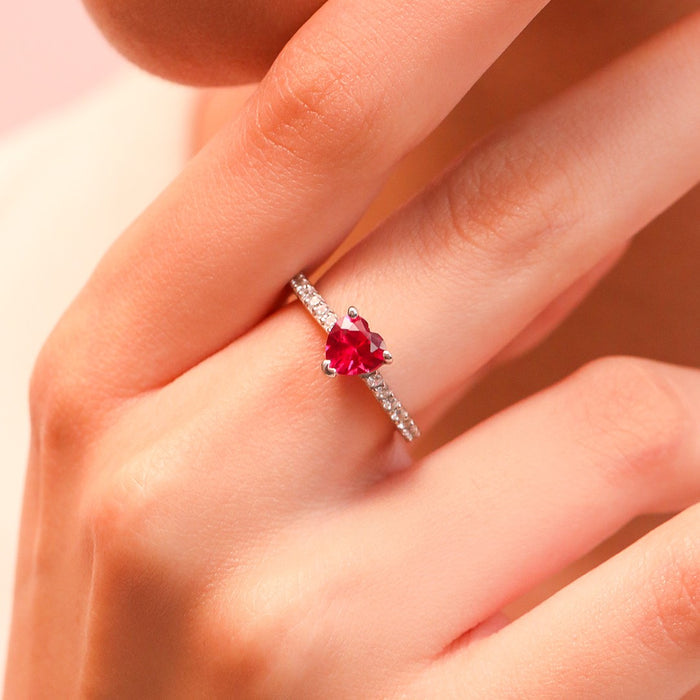 Sculpted Devotion Rhodium-Plated 925 Sterling Silver Women's Ring (Adjustable)