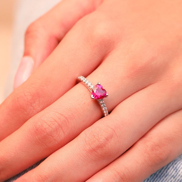 Sculpted Devotion Rhodium-Plated 925 Sterling Silver Women's Ring (Adjustable)