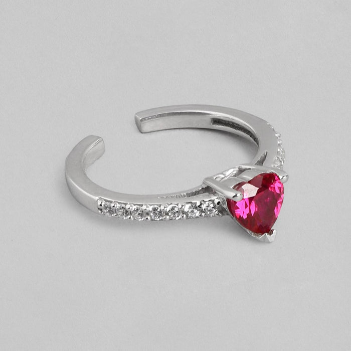 Sculpted Devotion Rhodium-Plated 925 Sterling Silver Women's Ring (Adjustable)
