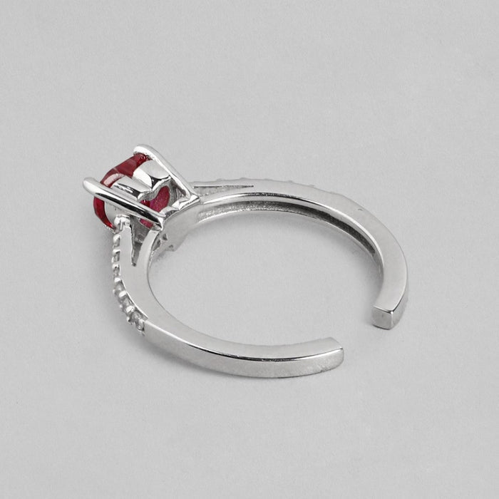 Sculpted Devotion Rhodium-Plated 925 Sterling Silver Women's Ring (Adjustable)