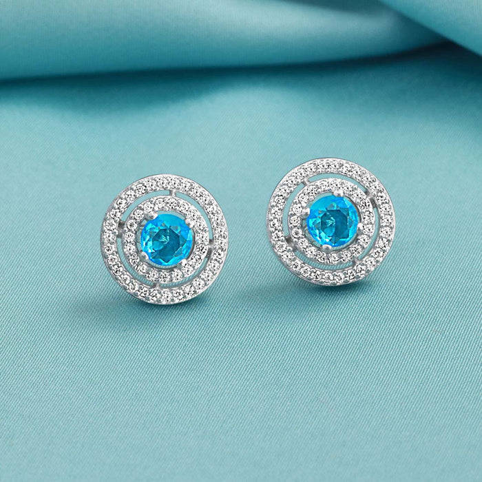 Sea Circles Rhodium Plated 925 Sterling Silver Earrings