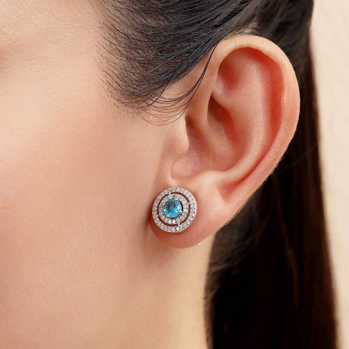 Sea Circles Rhodium Plated 925 Sterling Silver Earrings