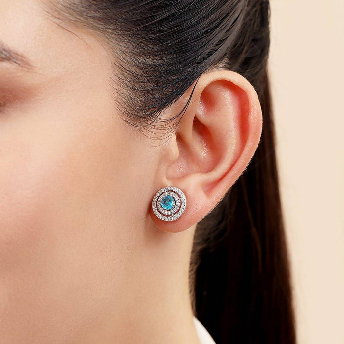 Sea Circles Rhodium Plated 925 Sterling Silver Earrings