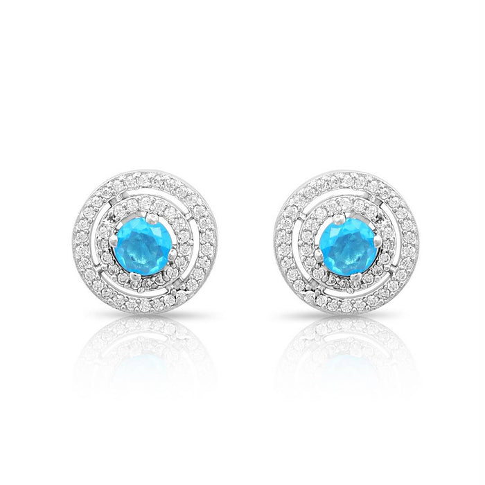 Sea Circles Rhodium Plated 925 Sterling Silver Earrings