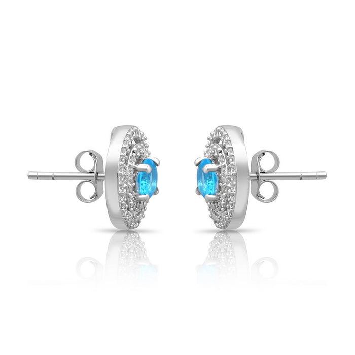 Sea Circles Rhodium Plated 925 Sterling Silver Earrings