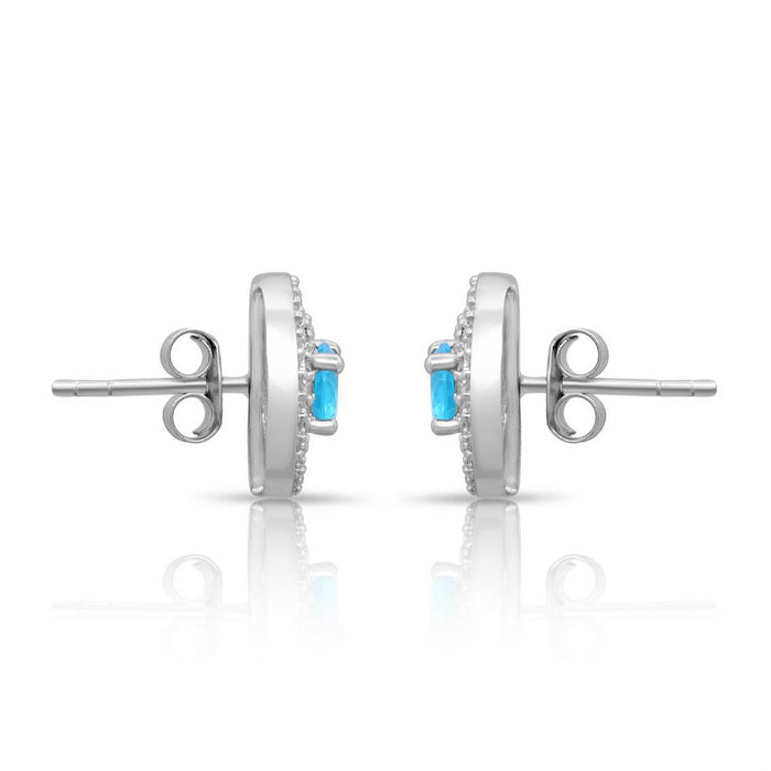 Sea Circles Rhodium Plated 925 Sterling Silver Earrings