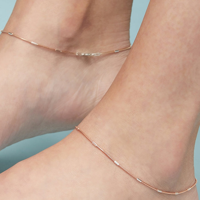 Sensational 925 Silver Snake Anklet In Rose Gold