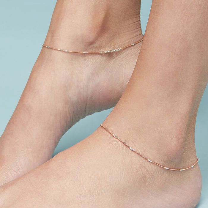 Sensational 925 Silver Snake Anklet In Rose Gold