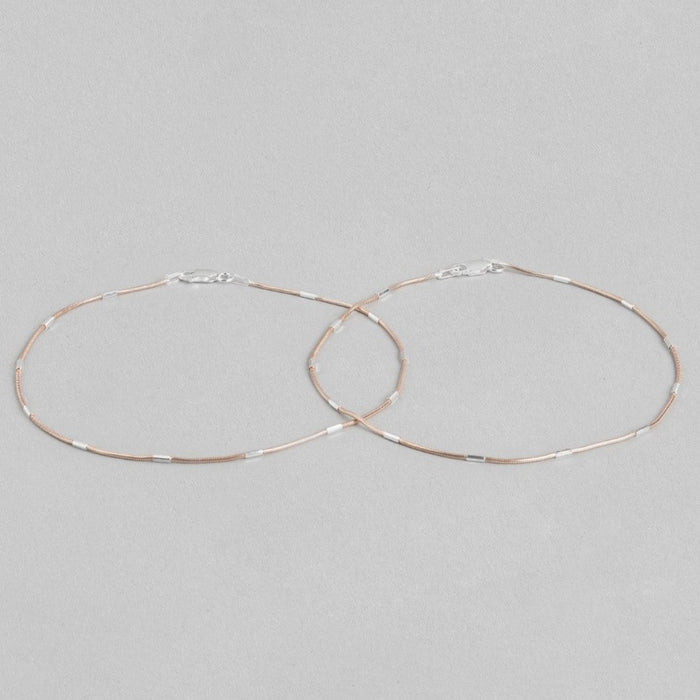 Sensational 925 Silver Snake Anklet In Rose Gold