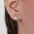 Sensational Solitaire Rhodium Plated 925 Silver Stud Earrings