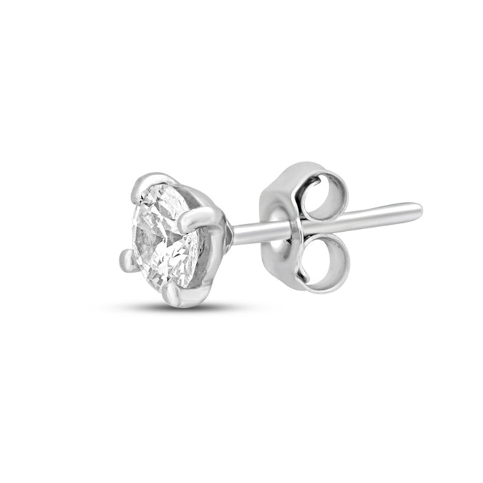 Sensational Solitaire Rhodium Plated 925 Silver Stud Earrings