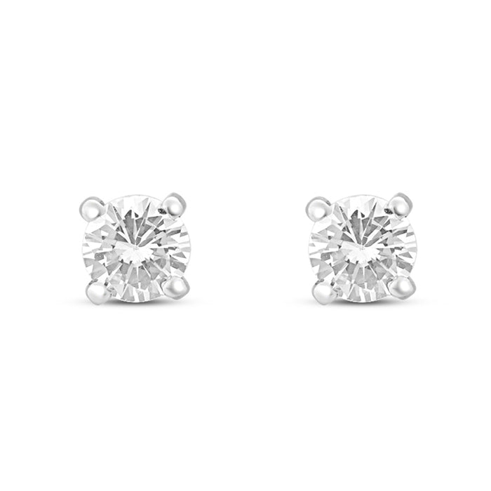 Sensational Solitaire Rhodium Plated 925 Silver Stud Earrings