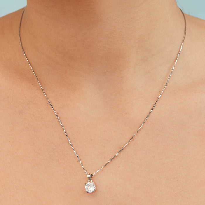Sensational Solitaire Rhodium Plated 925 Sterling Silver Jewellery Set