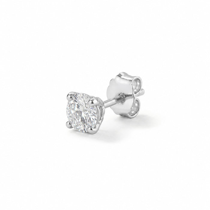 Sensational Solitaire Rhodium Plated Men 925 Silver Stud Earrings