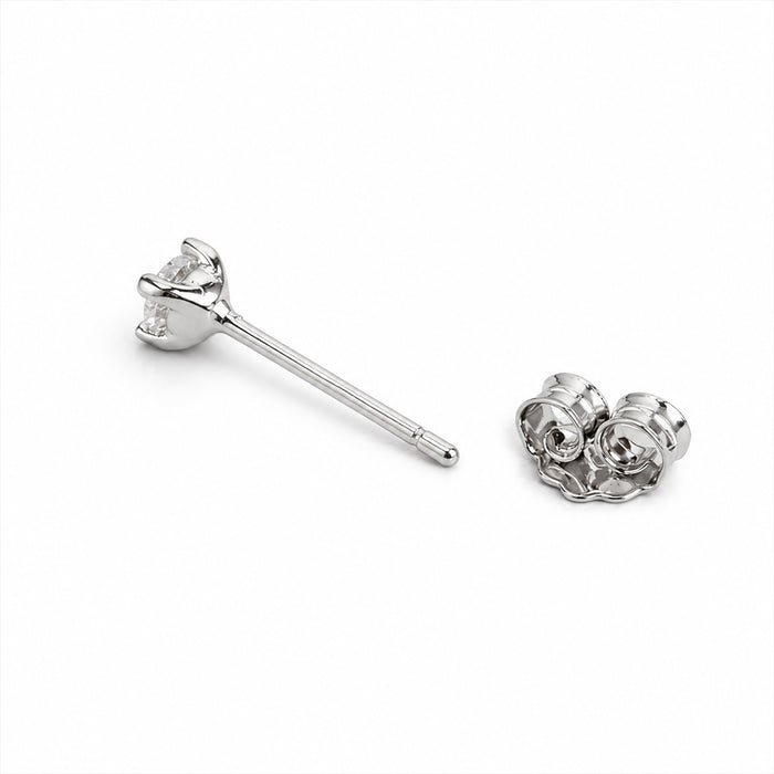 Sensational Solitaire Rhodium Plated Men 925 Silver Stud Earrings