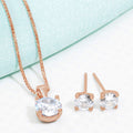 Sensational Solitaire Rose Gold Plated 925 Silver Jewellery Set