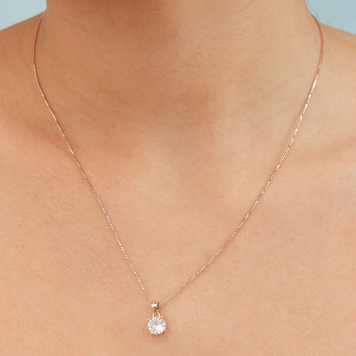 Sensational Solitaire Rose Gold Plated 925 Silver Jewellery Set