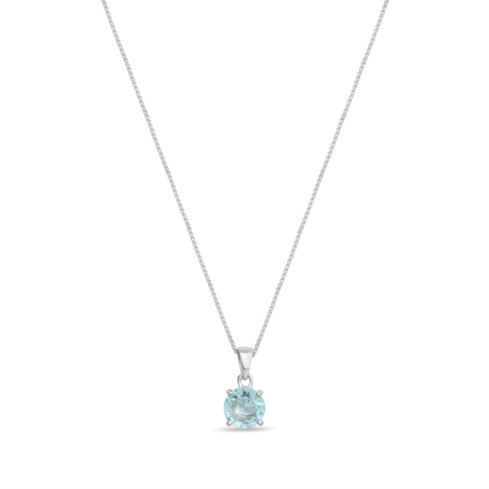Serene Aquamarine Rhodium-Plated 925 Sterling Silver Pendant