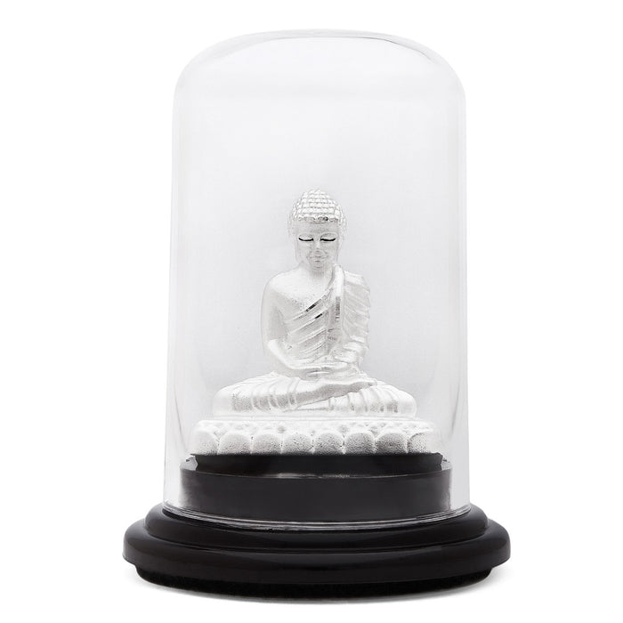 Serenity Unveiled Rhodium-Plated 999 Sterling Silver Buddha Idol