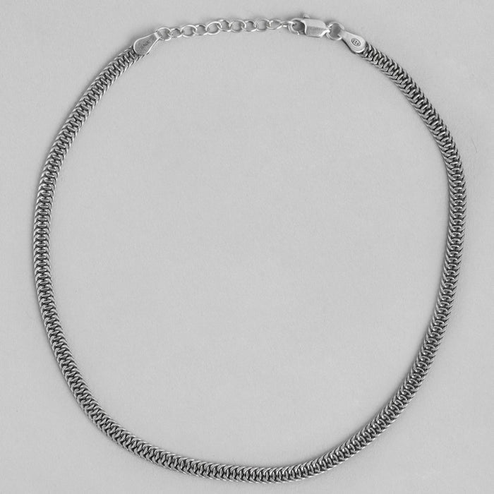 Serpentine Allure Rhodium-Plated 925 Sterling Silver Snake Chain Anklet