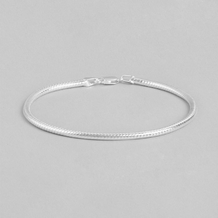 Serpentine Elegance Rhodium-Plated Snake Chain Men's Bracelet