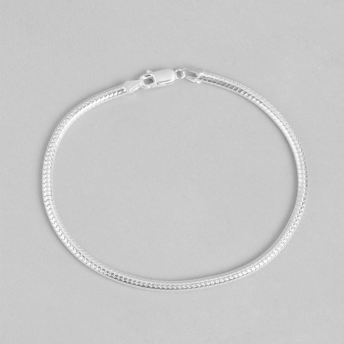 Serpentine Elegance Rhodium-Plated Snake Chain Men's Bracelet