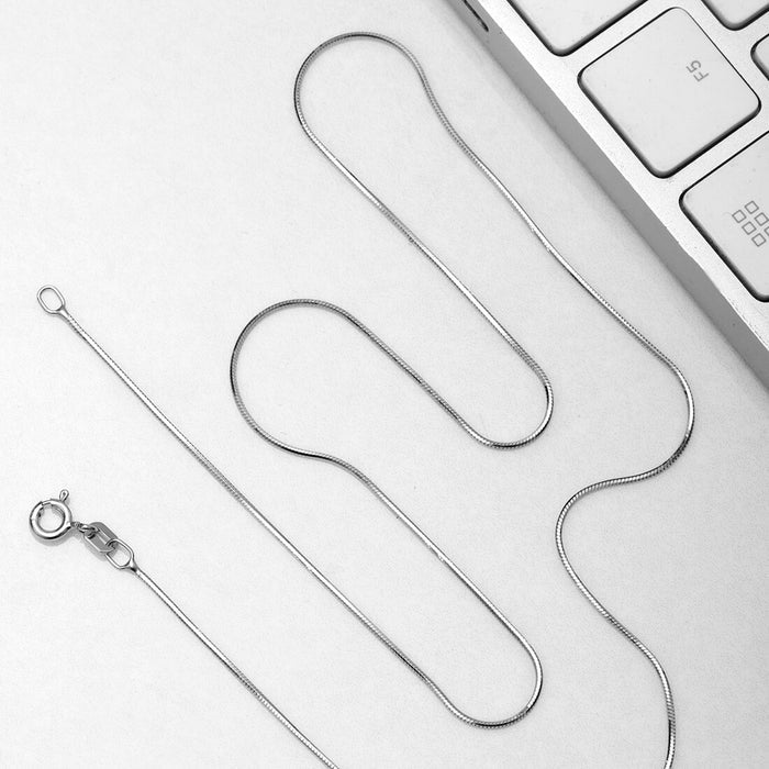 Serpentine Rhodium Plated 925 Silver Snake Chain