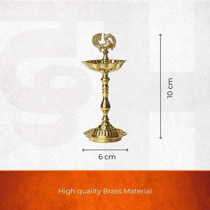Seven Wicks Peacock Oil Brass Lamp - view 2