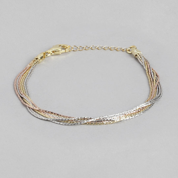 Intertwined triple tone 7 chain 925 Sterling Silver bracelet. Fine jewellery for women – Zavya