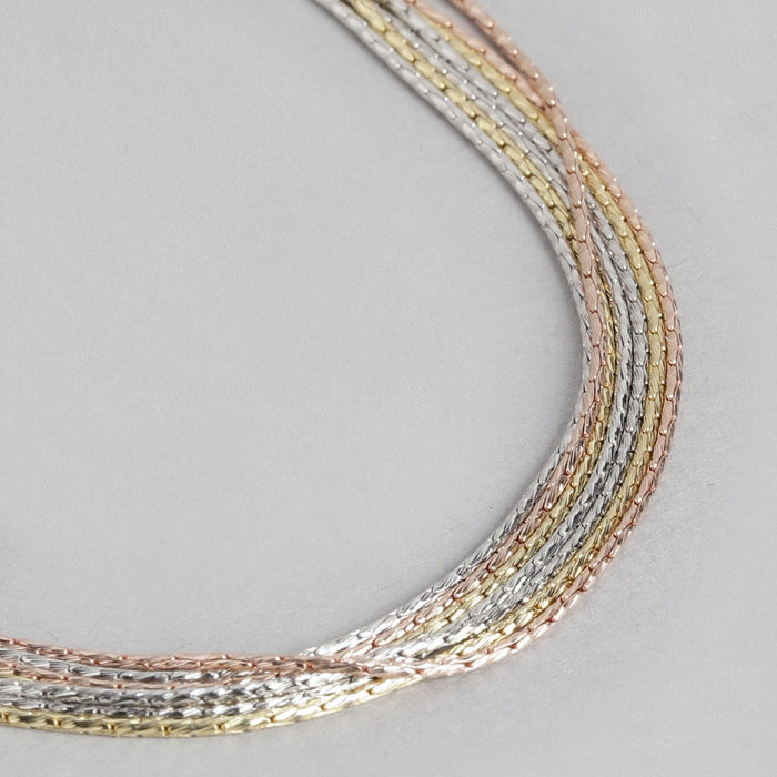 Women's 925 Sterling Silver layered bracelet featuring 7 triple tone mixed metal chains – Zavya