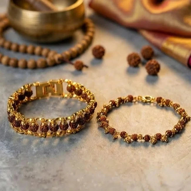 Shakti-Trishool Raksha Kavach: Rudraksha Chain Bracelet & Rudraksha Bracelet For Women