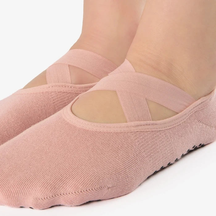 Shashi Cross Strap No Show Grip Sock, Pink