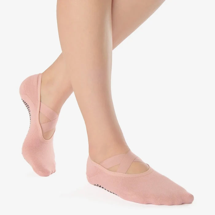 Shashi Cross Strap No Show Grip Sock, Pink