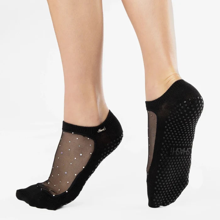 Shashi Diamond Full Foot Black Regular Toe Grip Sock
