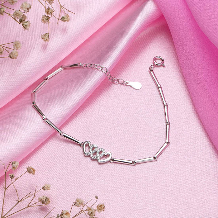 Shimmering Brilliance Rhodium-Plated 925 Sterling Silver Bracelet with Cubic Zirconia