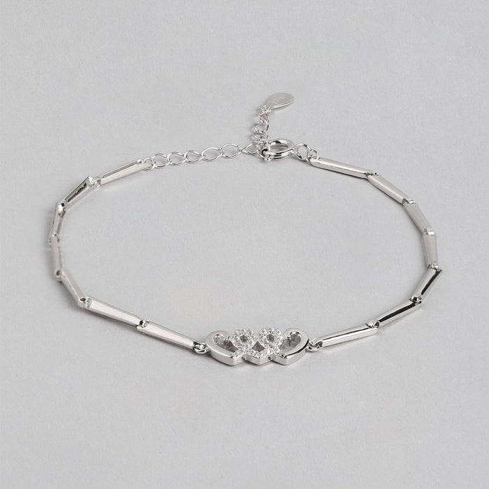 Shimmering Brilliance Rhodium-Plated 925 Sterling Silver Bracelet with Cubic Zirconia