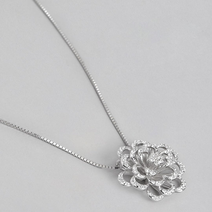 Shimmering Elegance Rhodium-Plated 925 Sterling Silver Jewelry Set with Cubic Zirconia