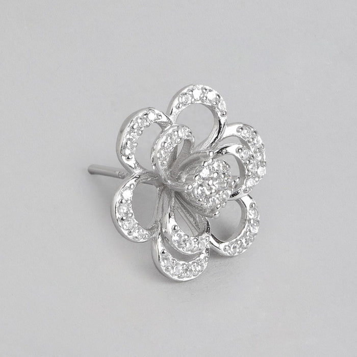 Shimmering Elegance Rhodium-Plated 925 Sterling Silver Jewelry Set with Cubic Zirconia